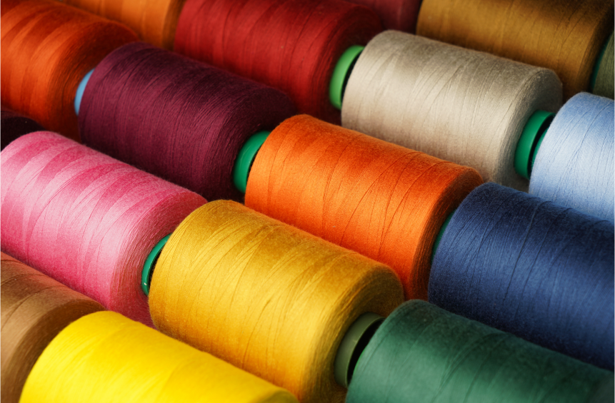 Colorful thread to highlight bespoke tailoring options