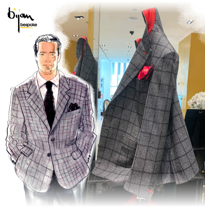 Special Order Charcoal Grey Plaid Cashmere Jacket