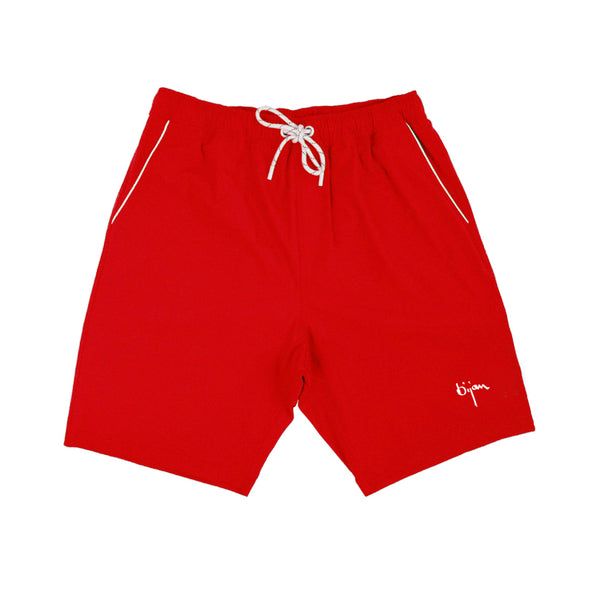 Red Bijan Logo Swim Trunk and Jacket Set