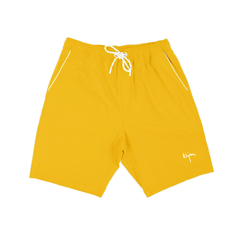 Yellow Bijan Logo Swim Trunk and Jacket Set