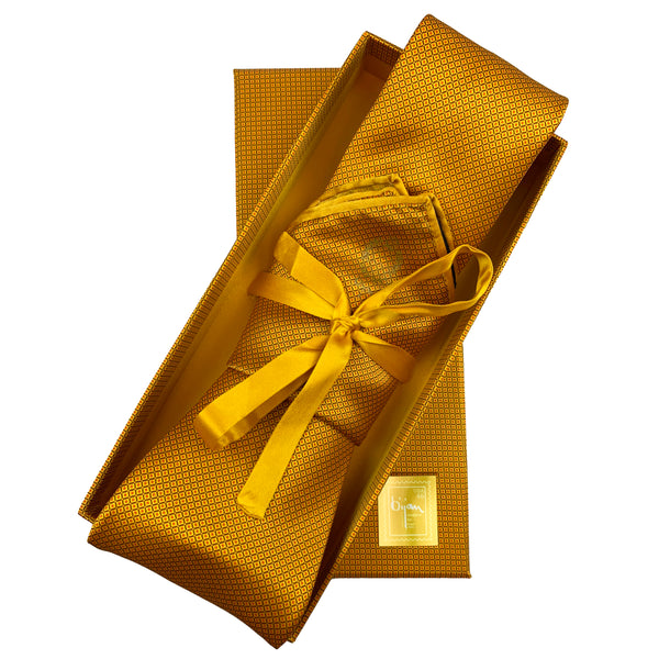 Bijan Golden Pure Silk Tie Set