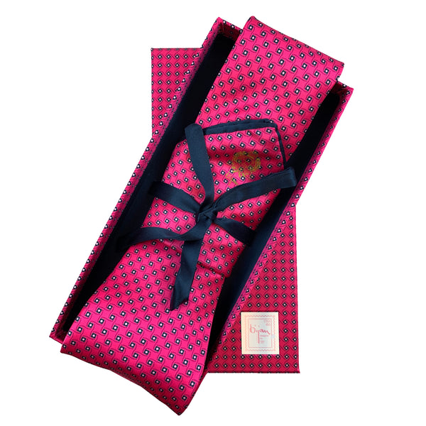 Bijan Pink Pure Silk Tie Set