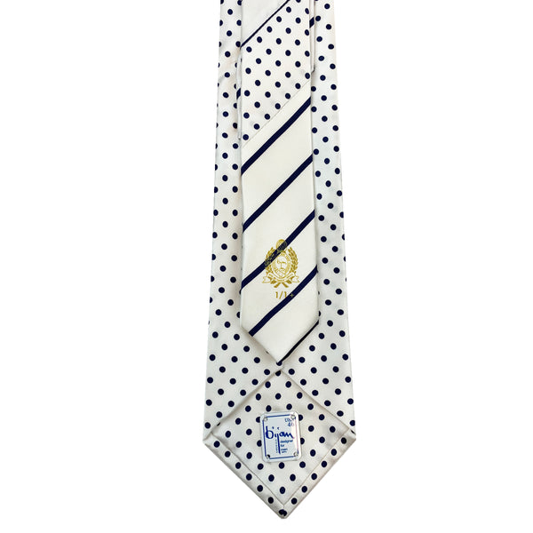 Bijan White with Navy Polka Dot Pure Silk Tie Set