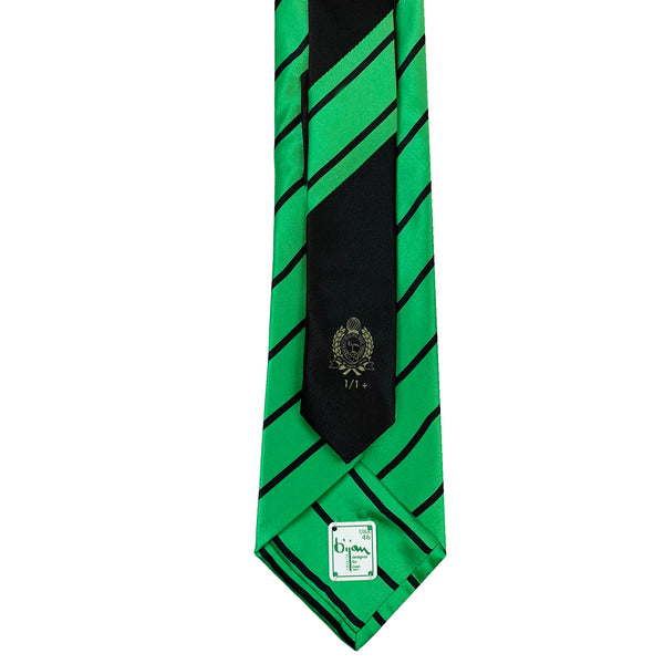 Bijan Green and Black Stripe Pure Silk Tie Set