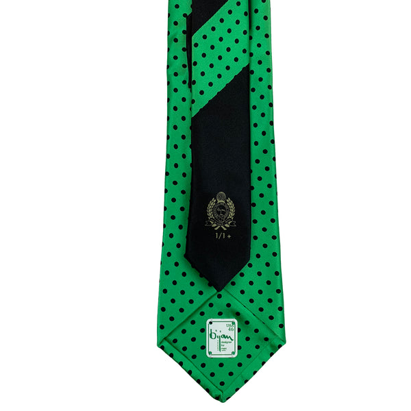 Bijan Green with Black Polka Dot Pure Silk Tie Set