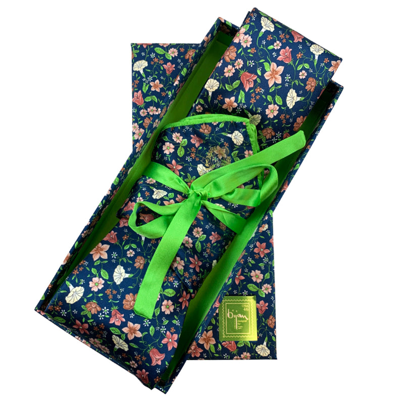 Bijan Floral Print Pure Silk Tie Set