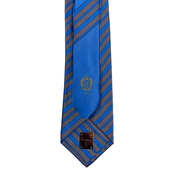 Bijan Stripe Blue Pure Silk Tie Set