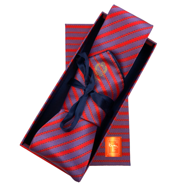 Bijan Pink Stripe Pure Silk Tie Set