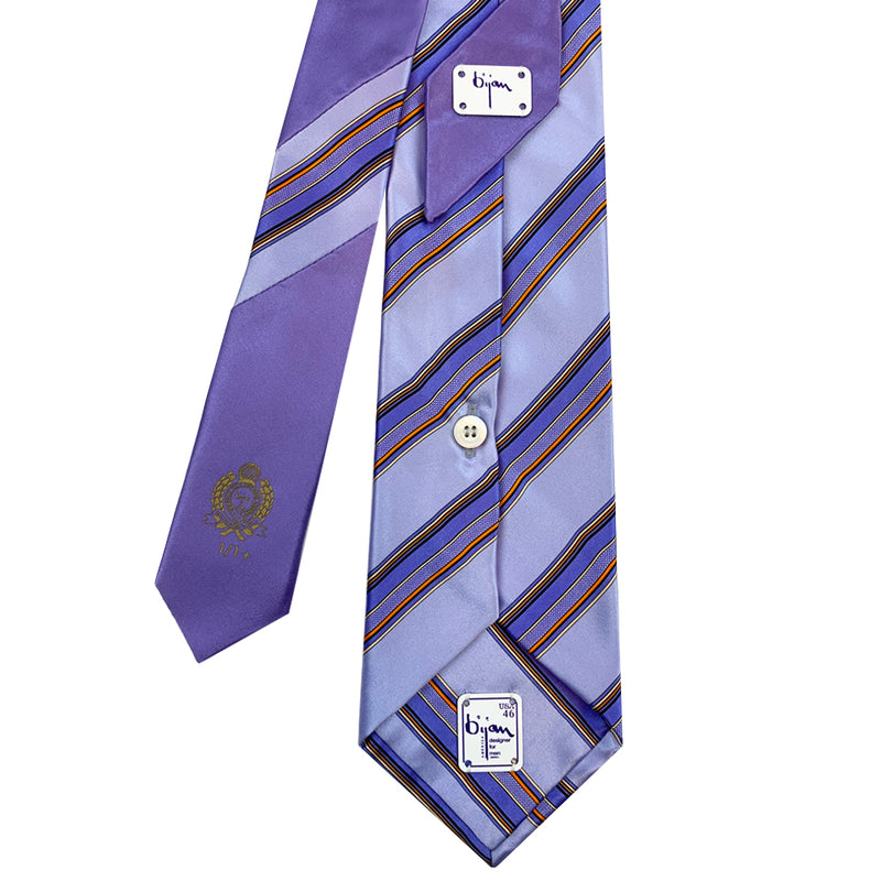 Bijan Purple Stripe Pure Silk Tie Set