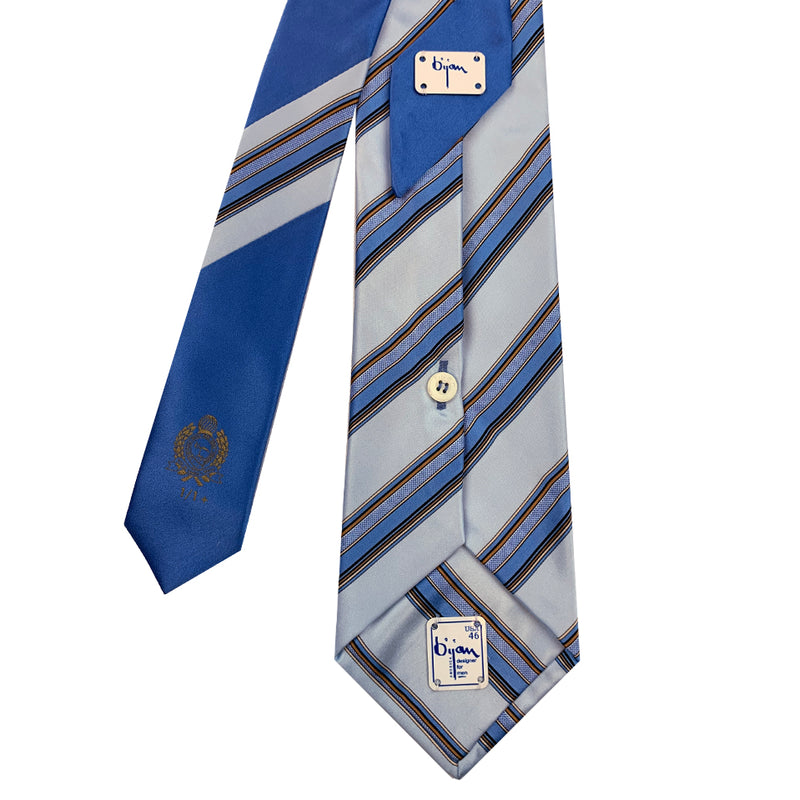 Bijan Blue Stripe Pure Silk Tie Set