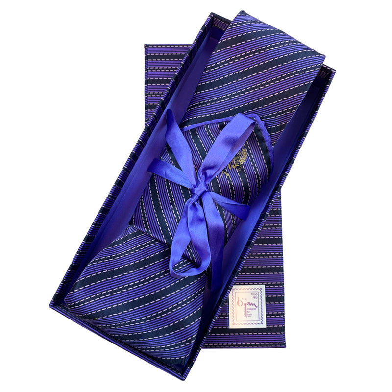 Bijan Purple Pure Silk Tie Set