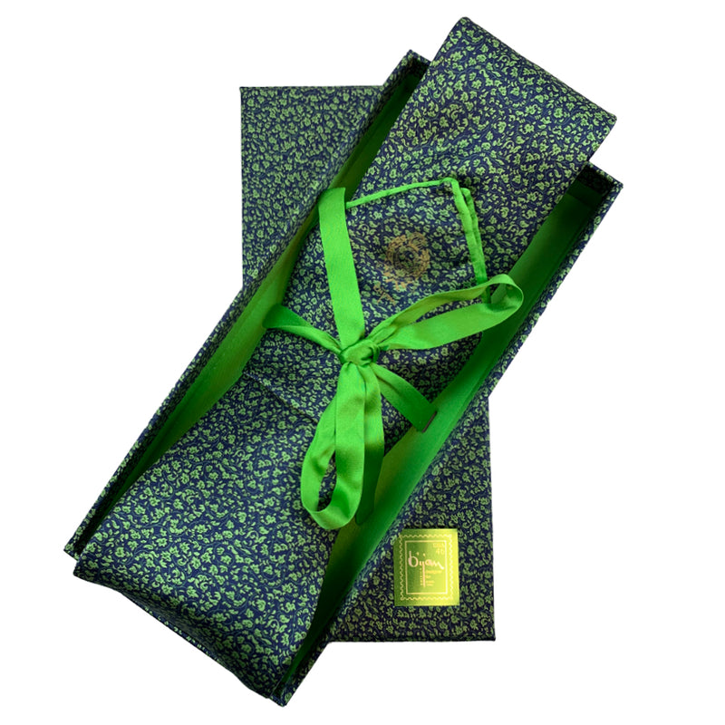 Bijan Green Pure Silk Tie Set