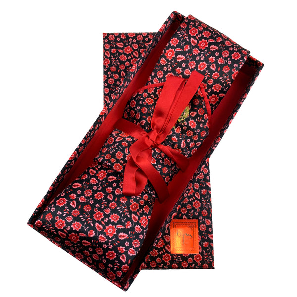 Bijan Red Pure Silk Tie Set