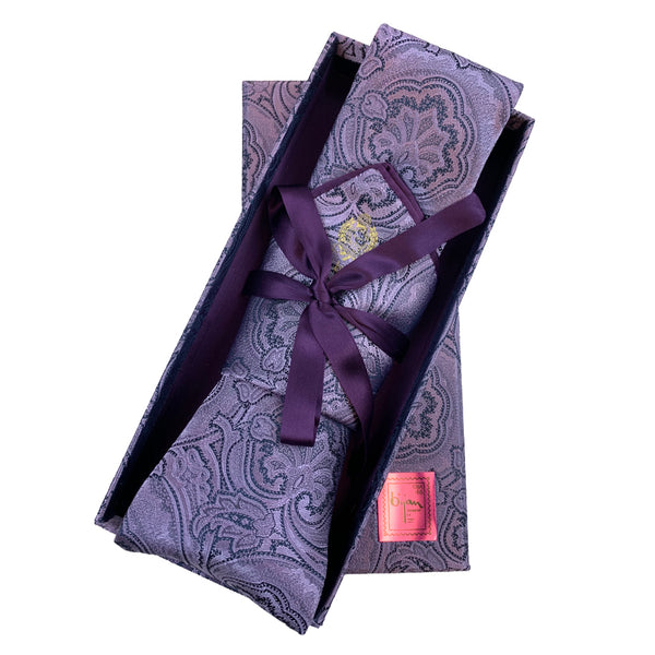 Bijan Purple Pure Silk Tie Set