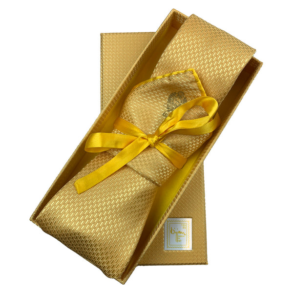 Bijan Gold Pure Silk Tie Set