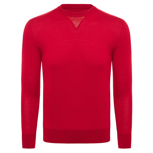 Cashmere and Silk Red Sweater with Alligator Detail