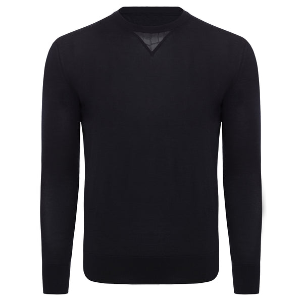 Cashmere and Silk Black Sweater with Alligator Detail