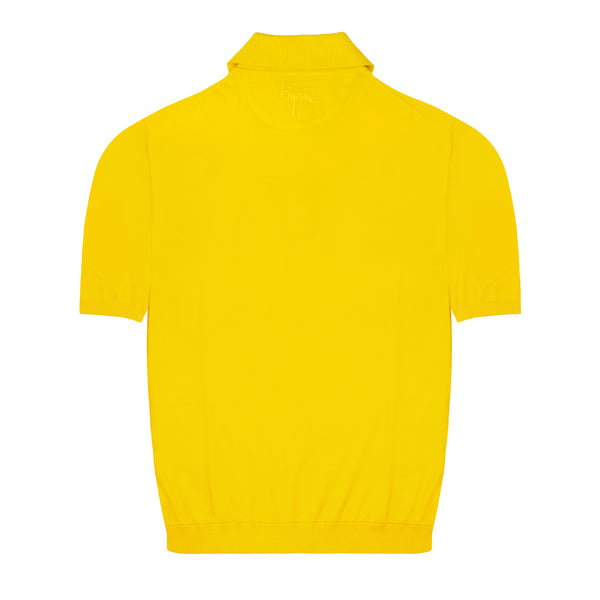 Bijan Yellow Short Sleeve Pure Silk Polo Shirt